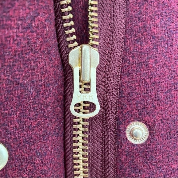 J.Crew-Stadium Cloth by Nello Gori Cranberry Wool Blend Fur Trim Full Zip - Picture 10 of 14